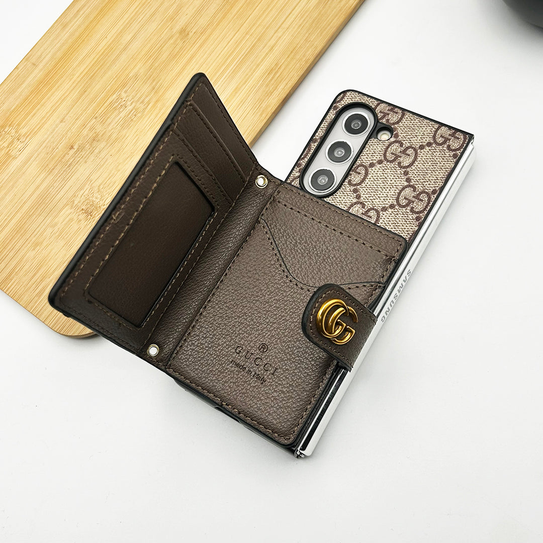 Beige Luxury Fold Wallet Case