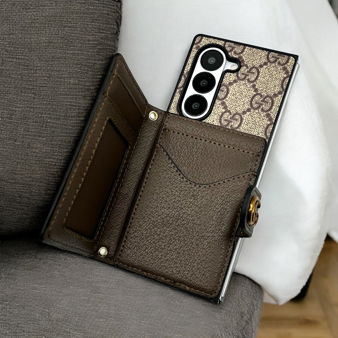 Beige Luxury Fold Wallet Case