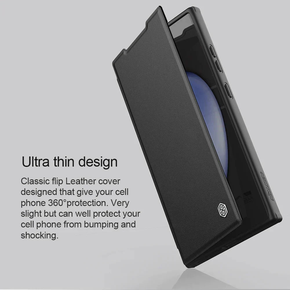 Leather S24 Ultra Case with Card Slot & Camera Protection - Odin case