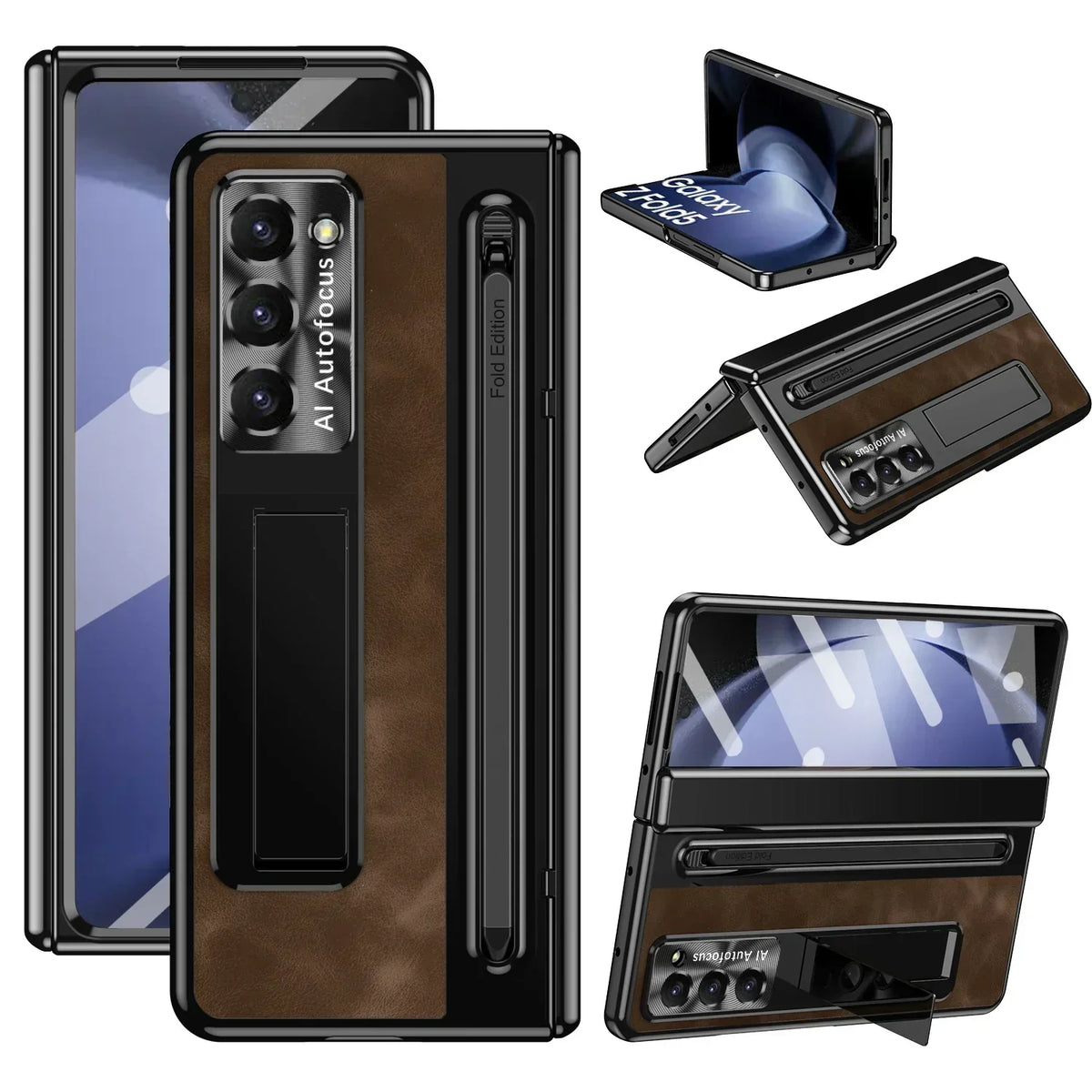 Leather Stand Case with Pen Slot for Z Fold Series