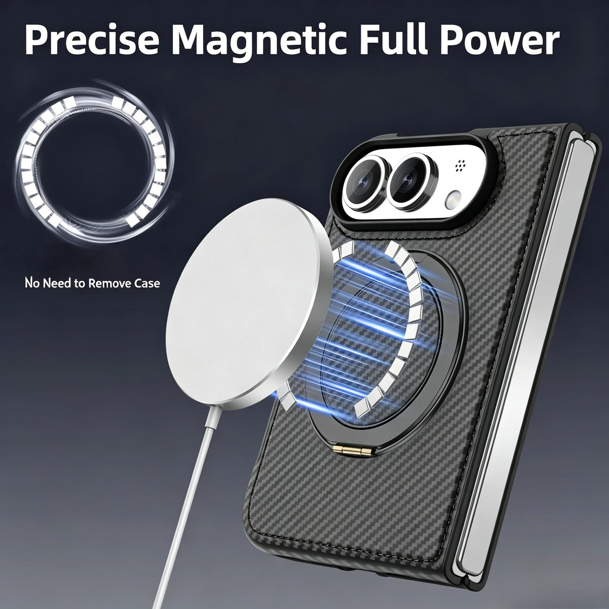 ToviaFold™ Carbon Fiber Magnetic Ring Stand Case