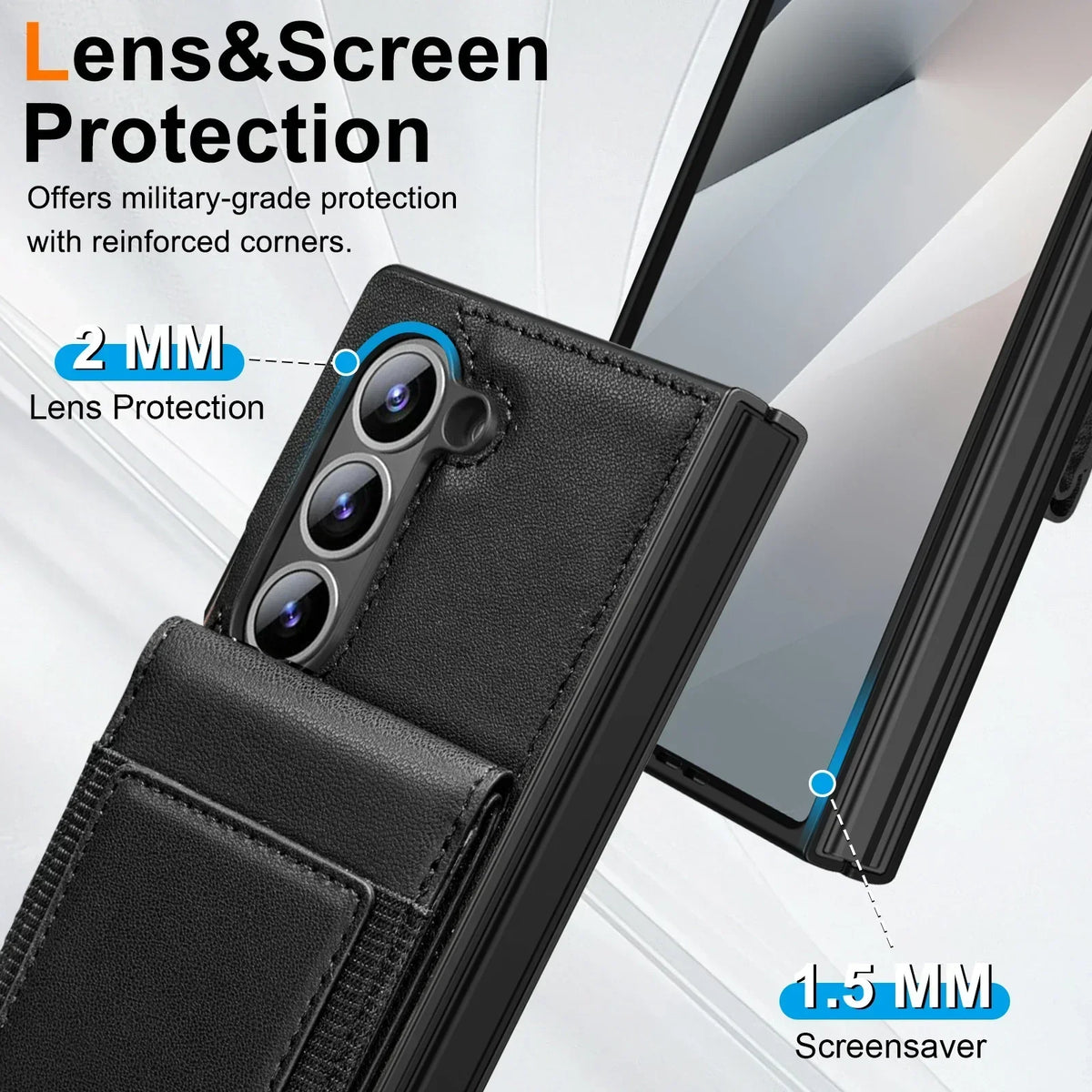 FoldLux Wallet – Leather Folio Case with Built-in Screen Protector for Z Fold Series