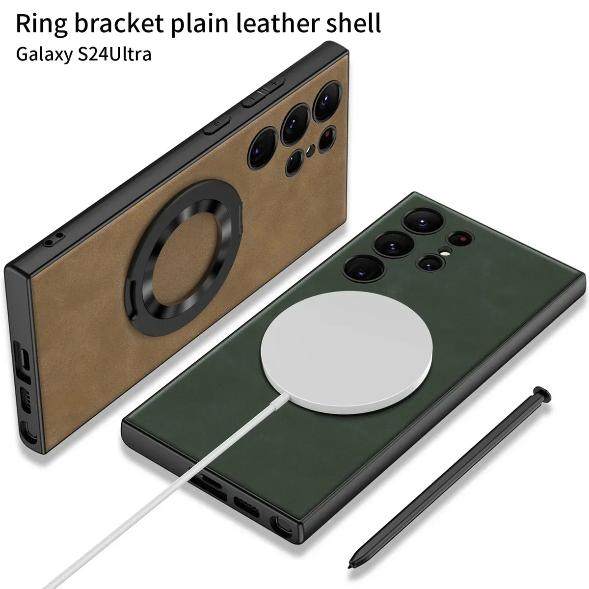Leather Magnetic S24 Ultra Case with Bracket - Odin case