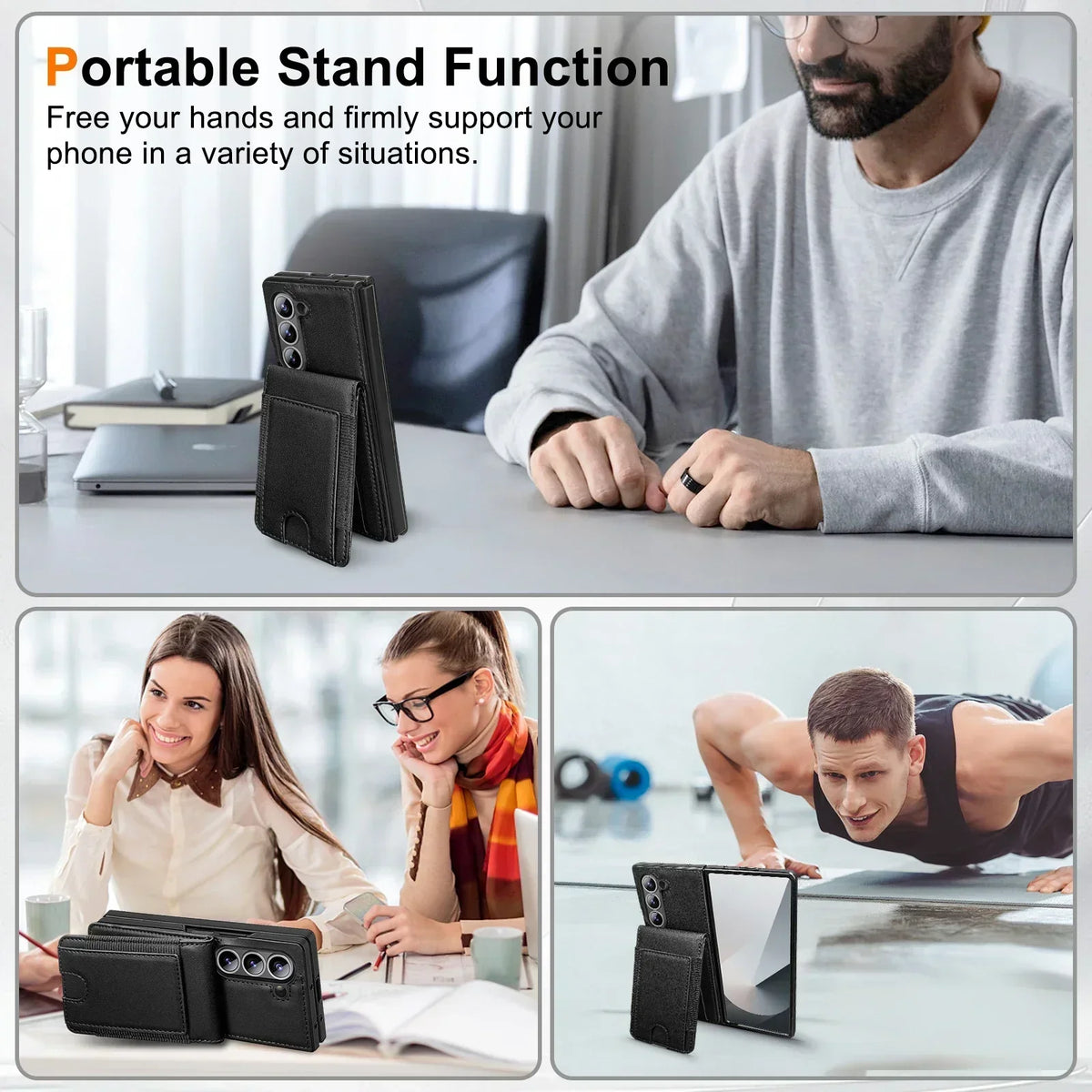 FoldLux Wallet – Leather Folio Case with Built-in Screen Protector for Z Fold Series