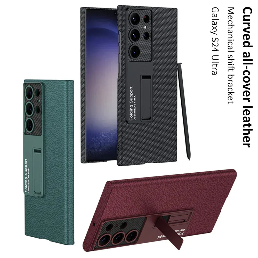 Ultra Thin Leather S24 Ultra Case with Bracket - Odin case