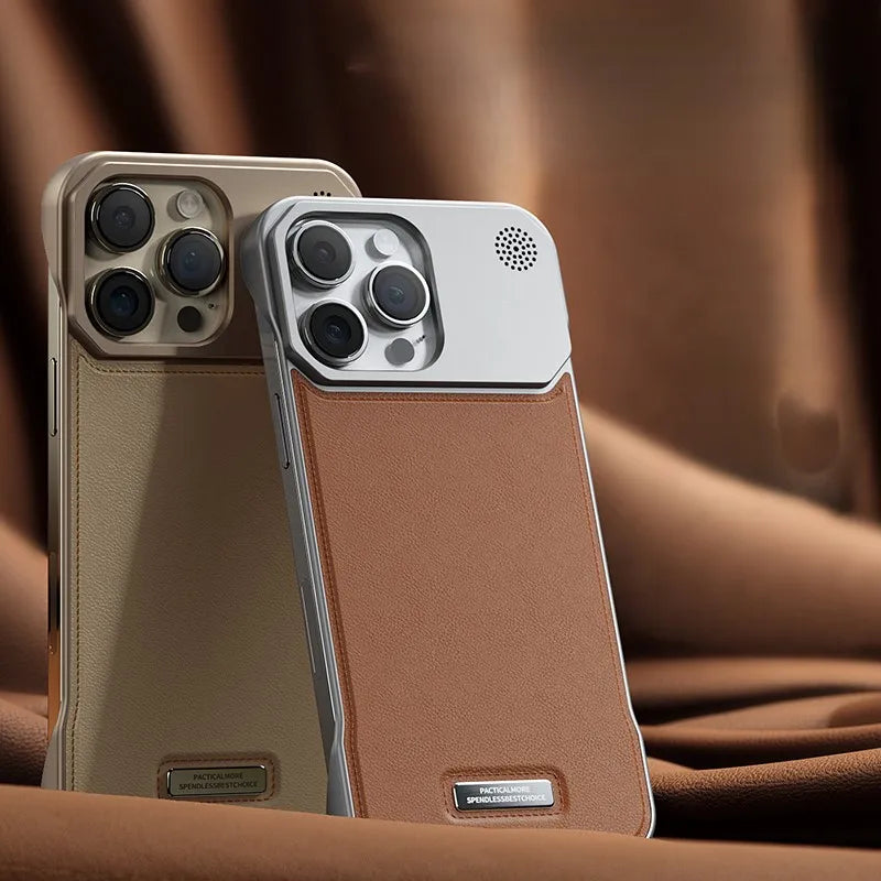 Leather Aromatherapy Magnetic Charging Ring Phone Case for iPhone