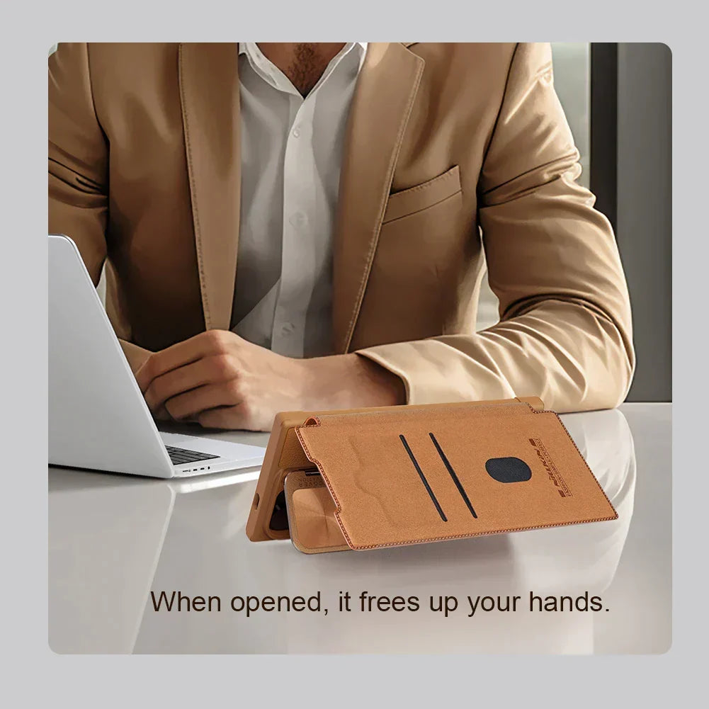 Leather S24 Ultra Case with Card Slot & Camera Protection - Odin case