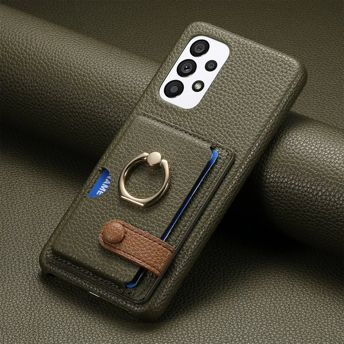 Wallet Leather Ring Holder Case for Samsung Galaxy S