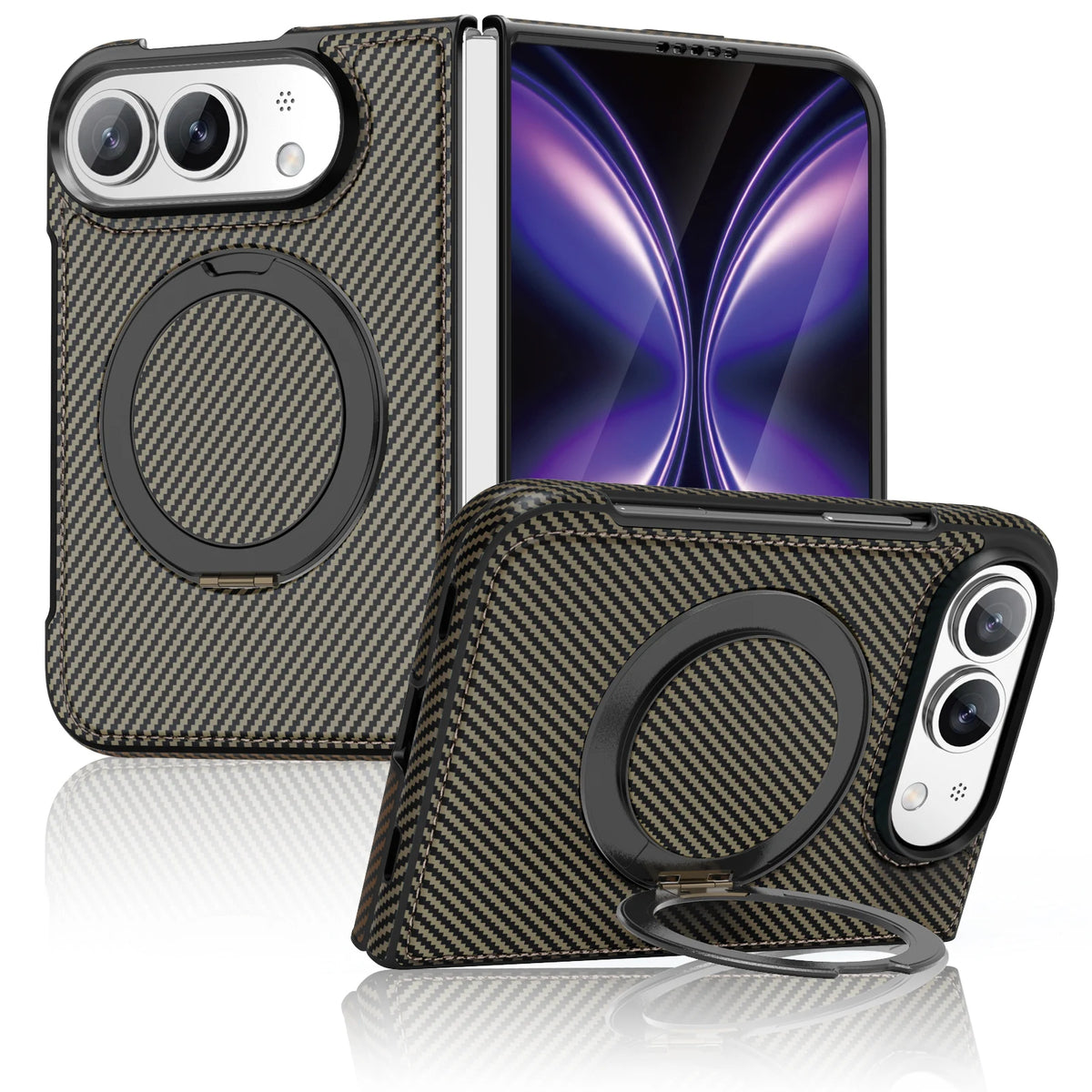 ToviaFold™ Carbon Fiber Magnetic Ring Stand Case