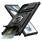 Magnetic Rotated Ring Kickstand Wallet Case for Samsung Galaxy S