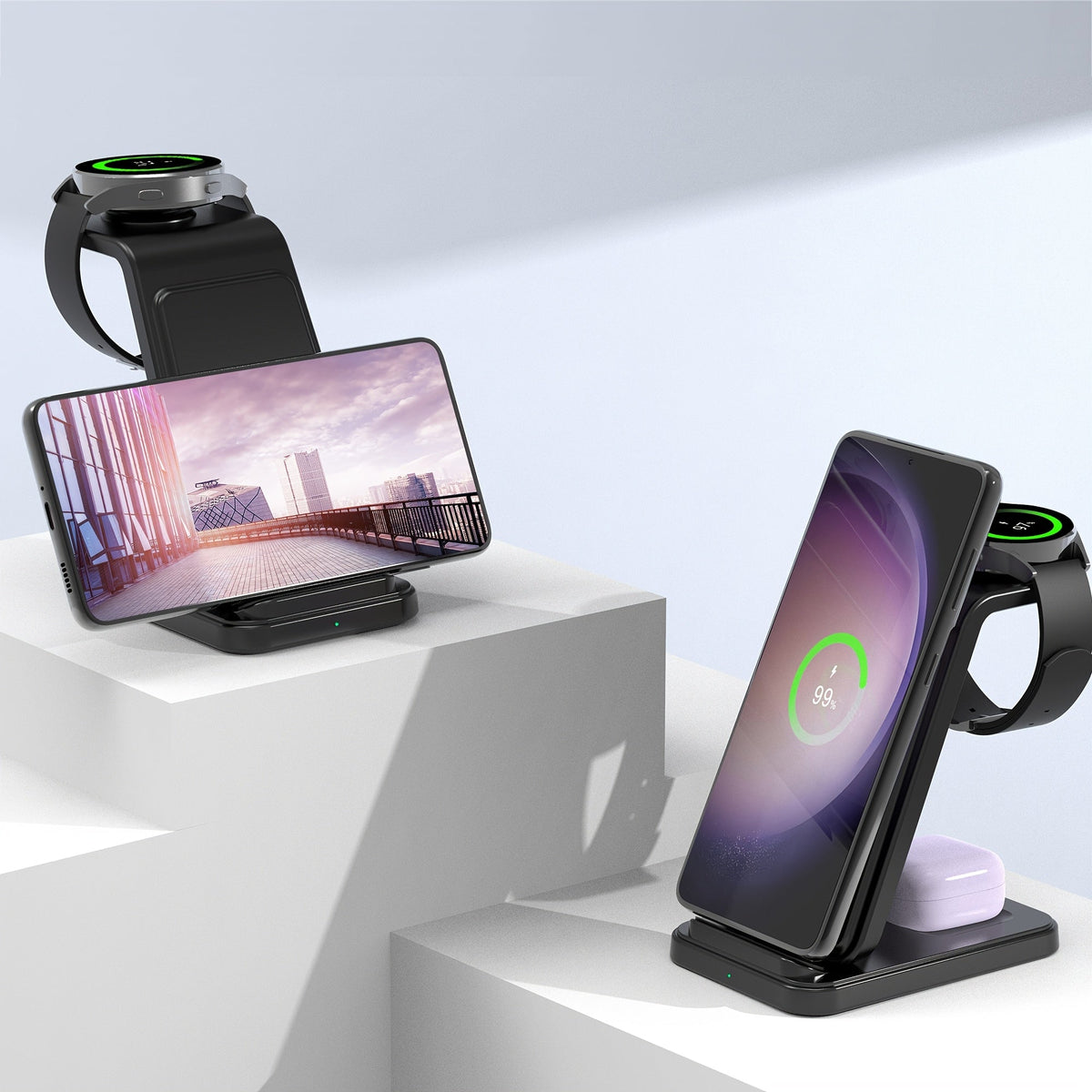 3-in-1 Fast Wireless Charging Station for Samsung Galaxy Devices