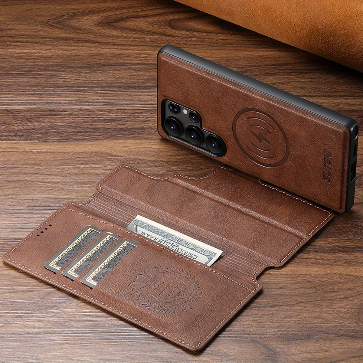 SnapVault Wallet Magnetic Detachable Leather Case